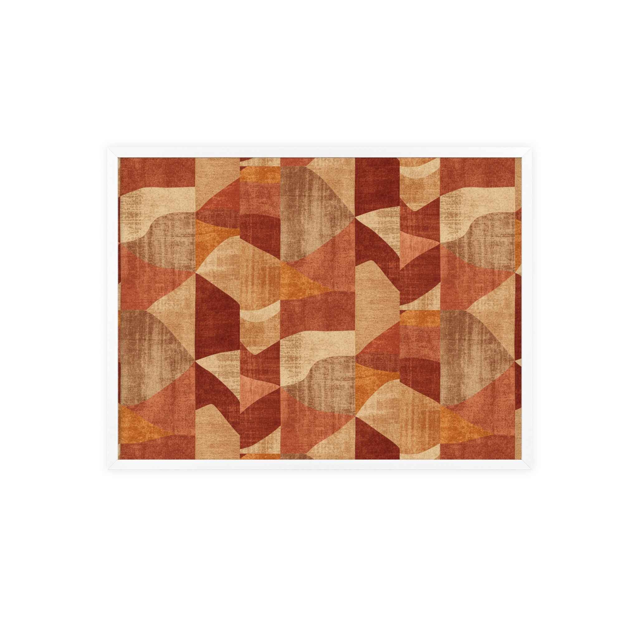 Faux Retro Geometric Poster with Wooden Frame